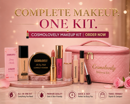 Cosmolovely Marriage Bridal Complete Makeup Kit(Includes High Coverage Foundation, Full Coverage Concealer, Bullet Lipstick, Liquid Lipstick, Liquid Blush, Compact Powder, Makeup Brush and Shimmer Lip Gloss)