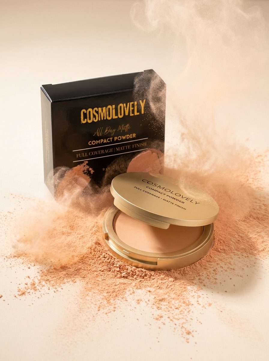 Cosmolovely HD Matte Compact Powder, Beige, 9 gm ( Free Lip Gloss & Liquid Lipstick)