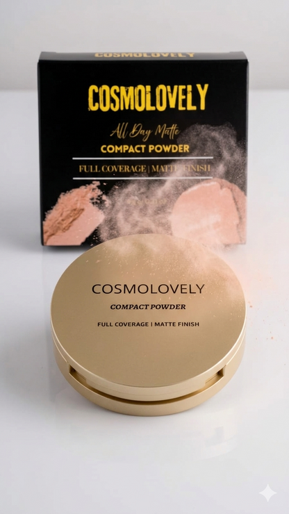 Cosmolovely HD Matte Compact Powder, Beige, 9 gm ( Free Lip Gloss & Liquid Lipstick)