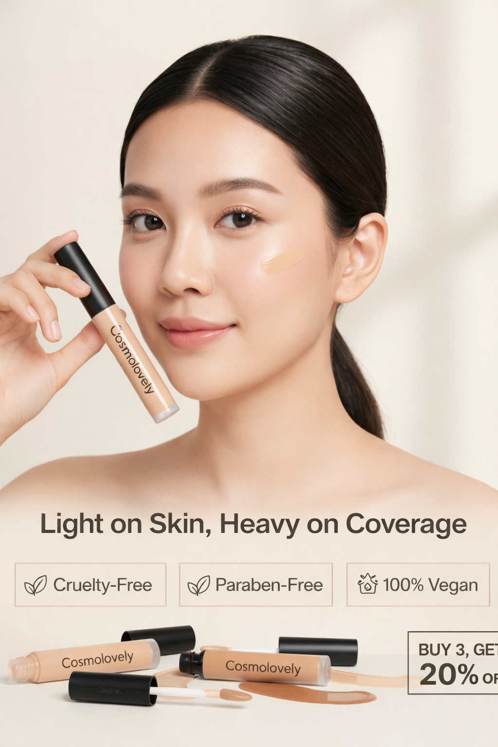 Cosmolovely High Coverage Liquid Concealer(Free Liquid Lipstick & Shimmer Lip Gloss )