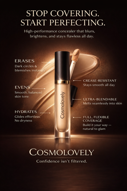 Cosmolovely High Coverage Liquid Concealer(Free Liquid Lipstick & Shimmer Lip Gloss )