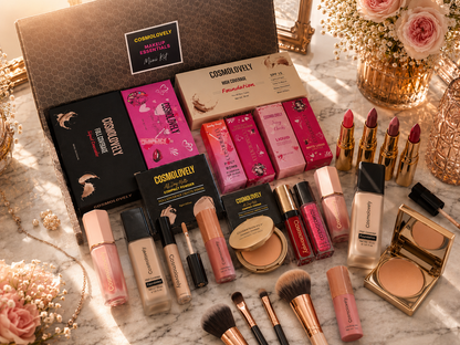 Cosmolovely Marriage Bridal Complete Makeup Kit(Includes High Coverage Foundation, Full Coverage Concealer, Bullet Lipstick, Liquid Lipstick, Liquid Blush, Compact Powder,and Shimmer Lip Gloss)