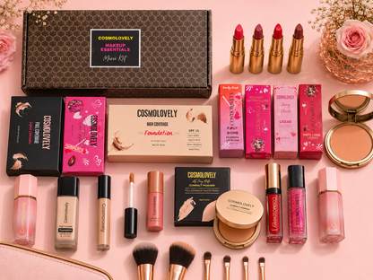 Cosmolovely Marriage Bridal Complete Makeup Kit(Includes High Coverage Foundation, Full Coverage Concealer, Bullet Lipstick, Liquid Lipstick, Liquid Blush, Compact Powder,and Shimmer Lip Gloss)