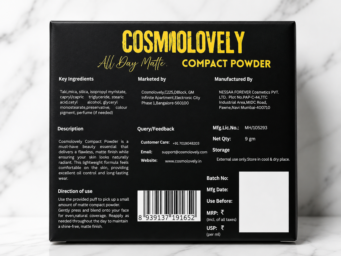 Cosmolovely HD Matte Compact Powder, Beige, 9 gm ( Free Lip Gloss & Liquid Lipstick)