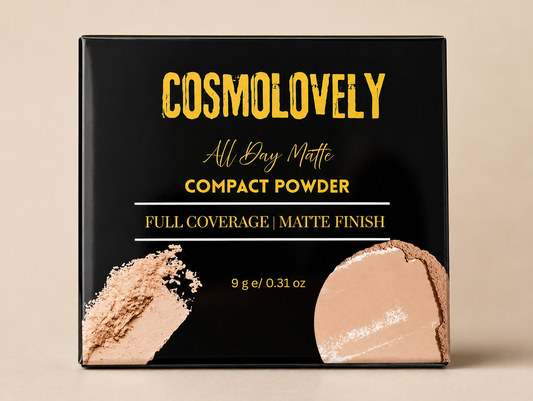 Cosmolovely HD Matte Compact Powder, Beige, 9 gm ( Free Lip Gloss & Liquid Lipstick)