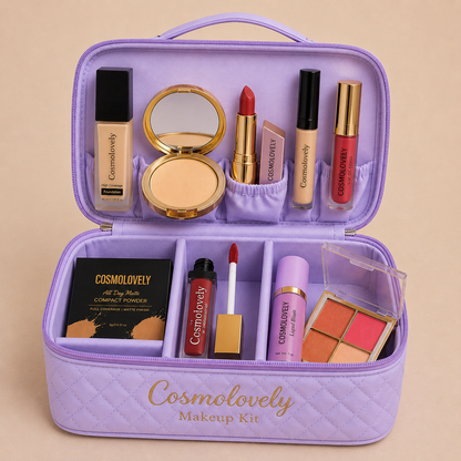Cosmolovely Marriage Bridal Complete Makeup Kit(Includes High Coverage Foundation, Full Coverage Concealer, Bullet Lipstick, Liquid Lipstick, Liquid Blush, Compact Powder, Makeup Brush and Shimmer Lip Gloss)