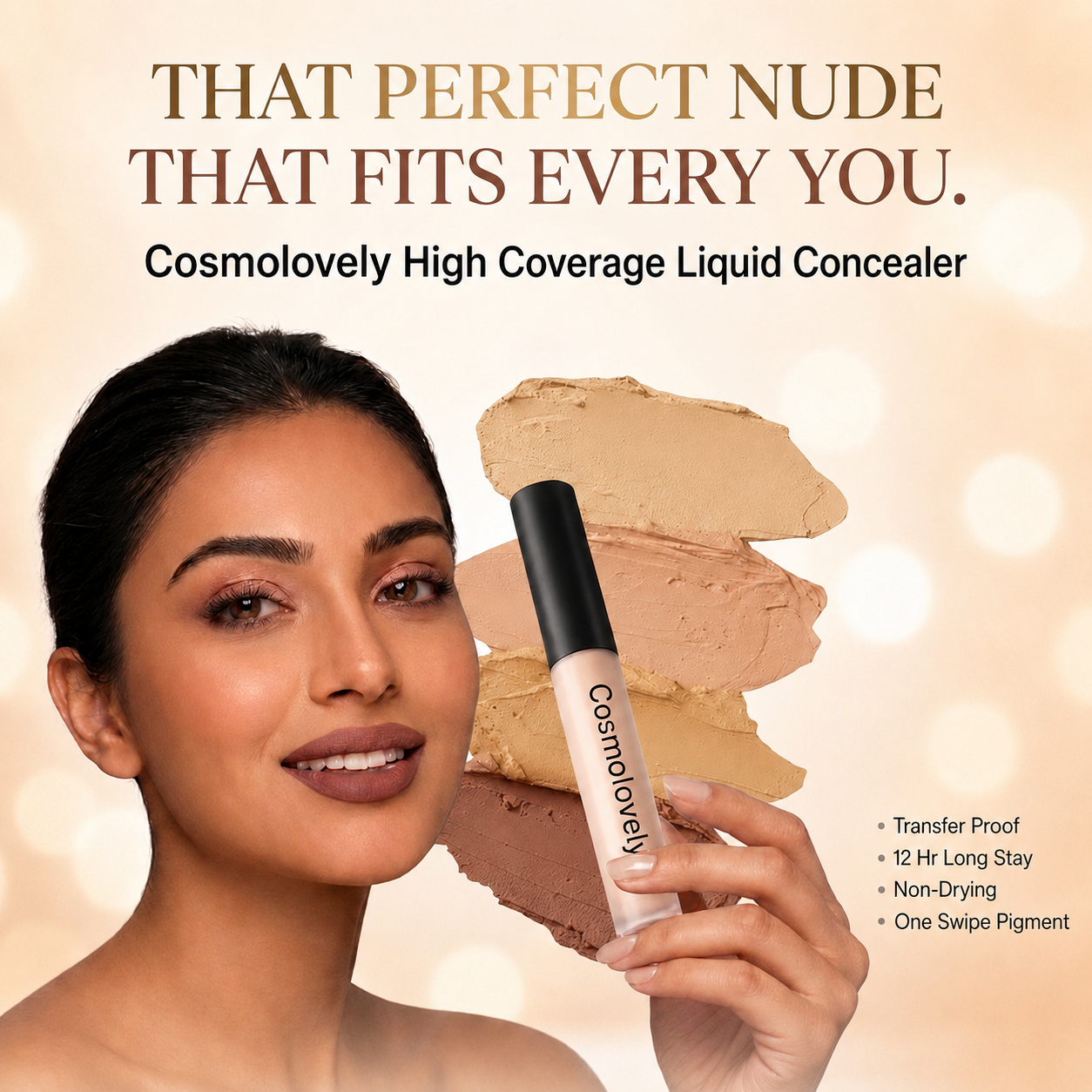 Cosmolovely High Coverage Liquid Concealer(Free Liquid Lipstick & Shimmer Lip Gloss )