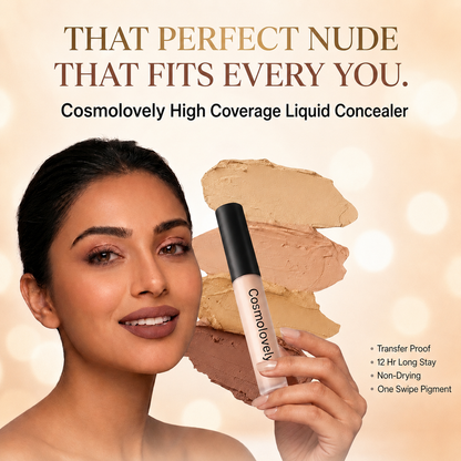 Cosmolovely High Coverage Liquid Concealer(Free Liquid Lipstick & Shimmer Lip Gloss )