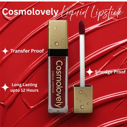 Cosmolovely Lipstick Trio 3-in-1(Red,Nude & Peach) | Smudgeproof & Transferproof | Intense Swipe Pigmentation | Long-Lasting Wear